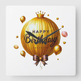 ハッピーバースデー願 スクエア壁時計