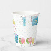 ハッピーバースデー風船とギフトボックス 紙コップ (右)