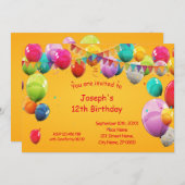 ハッピーバースデー風船招待状 招待状 (正面/裏面)