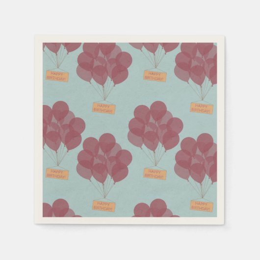 ハッピーバースデー風船 スタンダードカクテルナプキン (正面)