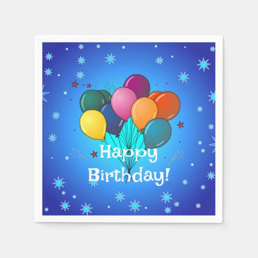 ハッピーバースデー風船 スタンダードカクテルナプキン (正面)