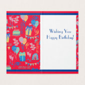 ハッピーバースデー風船、ストリーマー及びケーキカード (内部フラット)