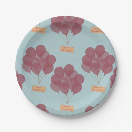 ハッピーバースデー風船 ペーパープレート (正面)