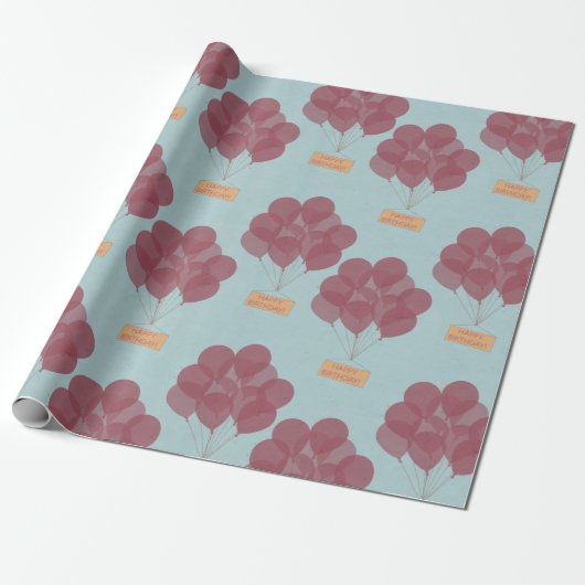ハッピーバースデー風船 ラッピングペーパー (アンロールド)