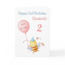 ハッピーバースデー飛んでいるかわいいビーと風船