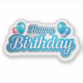 ハッピーバースデー飛んでいるバルーン シール (正面)