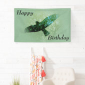 ハッピーバースデー飛んでいるブラッククロウツリーズグリーン 横断幕 (インサイチュ)