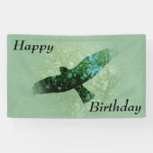 ハッピーバースデー飛んでいるブラッククロウツリーズグリーン 横断幕 (横)