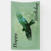 ハッピーバースデー飛んでいるブラッククロウツリーズグリーン 横断幕 (縦)