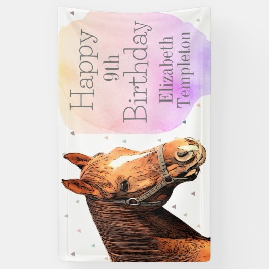 ハッピーバースデー馬の背かわいらし乗動物キッド 横断幕 (縦)