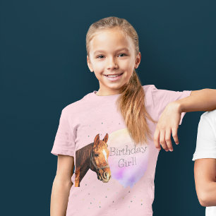 ハッピーバースデー馬の背かわいらし乗動物キッド Tシャツ