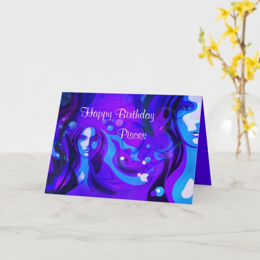 ハッピーバースデー魚座ウォーターウーマングリーティングカード カード (黄色い花)