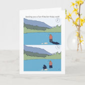 ハッピーバースデー魚釣りカードおもしろい漫画 カード (黄色い花)