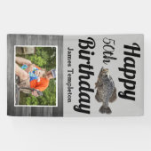 ハッピーバースデー魚釣り写真名父クラッピー 横断幕 (横)