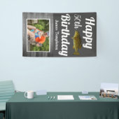 ハッピーバースデー魚釣り写真名父メンズ 横断幕 (トレードショー)