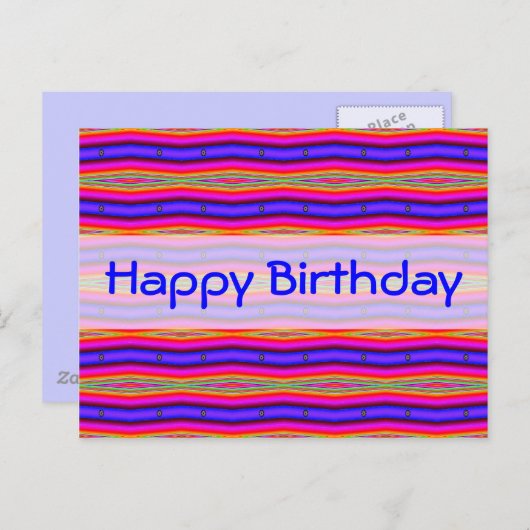 ハッピーバースデー鮮やかなピンク色 ポストカード (正面/裏面)