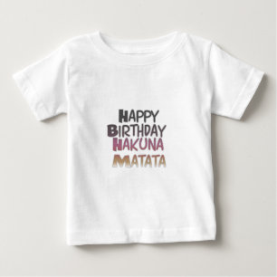 ハッピーバースデー鮮やかハクナマタタデザイン ベビーTシャツ