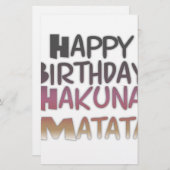 ハッピーバースデー鮮やかハクナマタタデザイン 便箋 (正面/裏面)