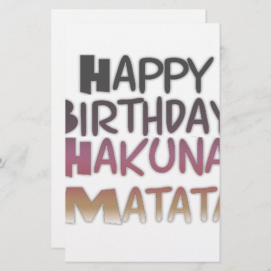 ハッピーバースデー鮮やかハクナマタタデザイン 便箋 (正面/裏面)