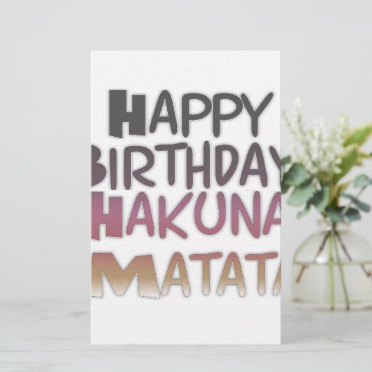 ハッピーバースデー鮮やかハクナマタタデザイン 便箋 (スタンド正面)