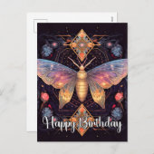 ハッピーバースデー鮮やかバタフライデザイン シーズンポストカード (正面/裏面)