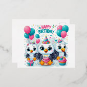 ハッピーバースデー鳥 箔シーズンポストカード (正面/裏面)