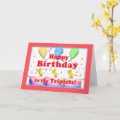 ハッピーバースデー鶏の三つ子 カード (黄色い花)