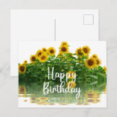 ハッピーバースデー黄色いひまわり ポストカード (正面/裏面)