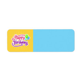 ハッピーバースデー黄色と青のラモダンベル ラベル