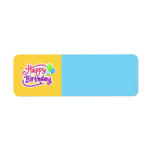 ハッピーバースデー黄色と青のラモダンベル ラベル (正面)