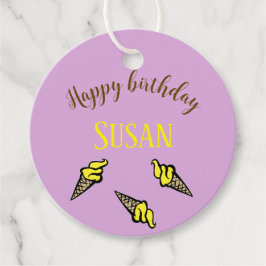 ハッピーバースデー黄色のアイスクリームを紫に フェイバータグ