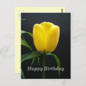 ハッピーバースデー黄色のチューリップ花 ポストカード (正面/裏面)
