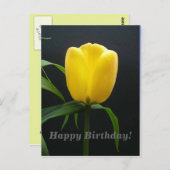 ハッピーバースデー黄色のチューリップ花 ポストカード (正面/裏面)