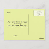 ハッピーバースデー黄色のチューリップ花 ポストカード (裏面)