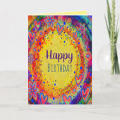 ハッピーバースデー黄色の明るいおもしろいのインスピレーション カード (正面)