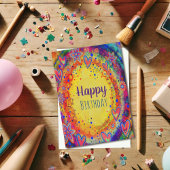 ハッピーバースデー黄色の明るいおもしろいのインスピレーション カード