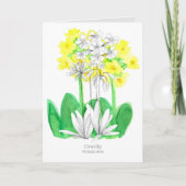 ハッピーバースデー黄色の花のカウスリップ言語 カード (正面)