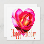 ハッピーバースデー黄色の赤いバラハート (正面/裏面)