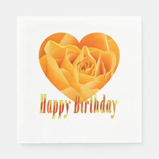 ハッピーバースデー黄色バラハート1 スタンダードランチョンナプキン (正面)