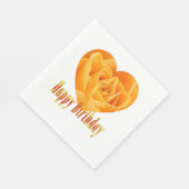 ハッピーバースデー黄色バラハート1 スタンダードランチョンナプキン (角)