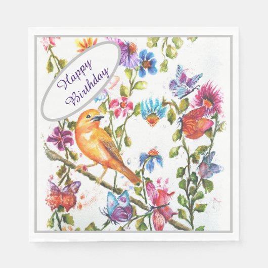 ハッピーバースデー黄鳥 スタンダードランチョンナプキン (正面)