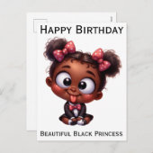 ハッピーバースデー黒王女メラニン茶色の肌 シーズンポストカード (正面/裏面)