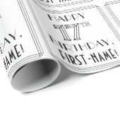 ハッピーバースデー１７歳 アートデコスタイル オーダーメイドネーム ラッピングペーパー (ロールコーナー)