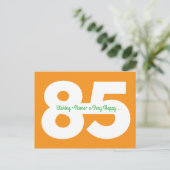 ハッピーバースデー８５歳 ポストカード - オレンジとグリーン (スタンド正面)