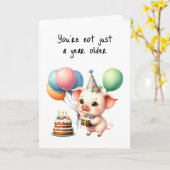 ハッピーバースデー1年ぶりのカターケーキバルーン カード (黄色い花)