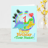 ハッピーバースデー1年、Dinosあなたの一流のカード カード (黄色い花)