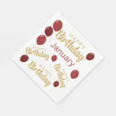 ハッピーバースデー1月の誕生日ペーパーナプキン スタンダードランチョンナプキン (角)