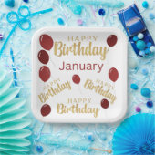 ハッピーバースデー1月の誕生日 ペーパープレート (パーティー)