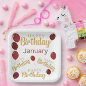 ハッピーバースデー1月の誕生日 ペーパープレート (パーティー)