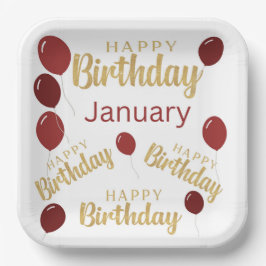 ハッピーバースデー1月の誕生日 ペーパープレート